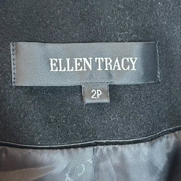 Ellen Tracy Black Wool Angora Pea Coat Size 2P 2 Petite - Picture 3 of 5